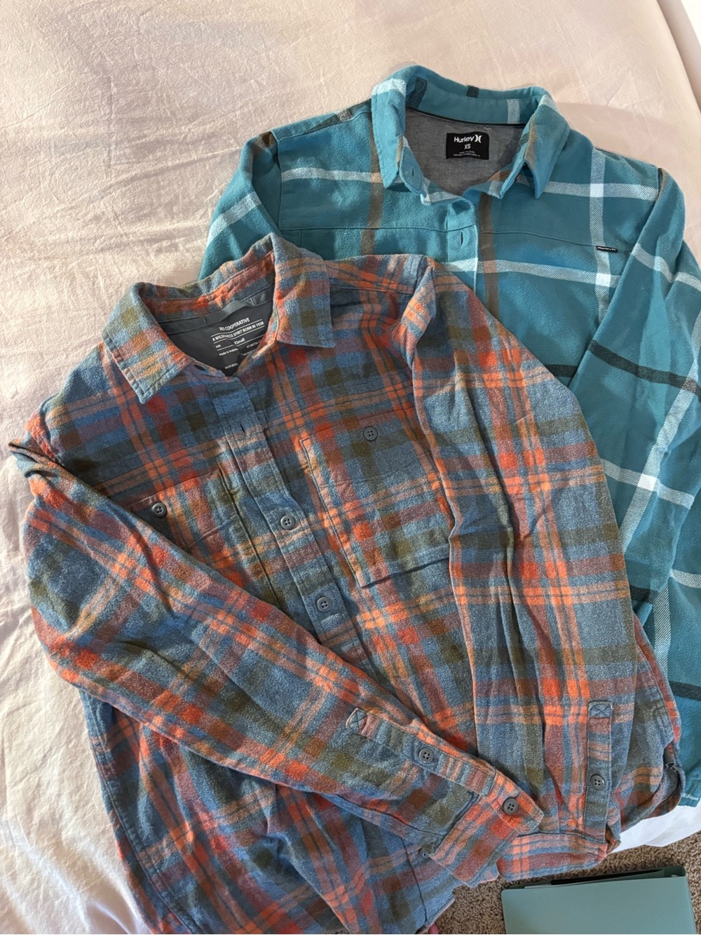 Hurley & REI flannel shirts